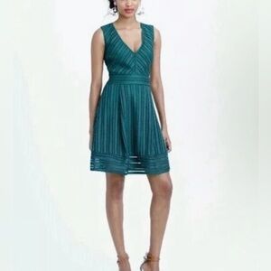NWT J. Crew Teal/Green V-Neck Mini Dress, Eyelet, Fit and Flare, Sleeveless, 6T
